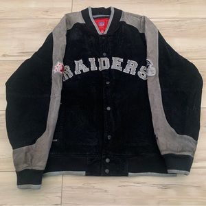 Oakland Raiders VTG NFL Apparel Mens Size Large Varsity Jacket Leather Suede